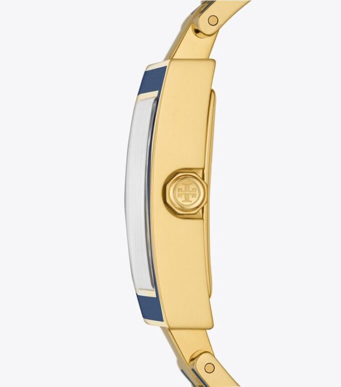 Buddy Bangle ur, marineblå/guldfarvet rustfrit stål, 25 x 32 mm