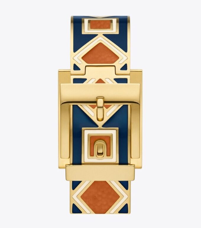 Buddy Bangle ur, marineblå/guldfarvet rustfrit stål, 25 x 32 mm
