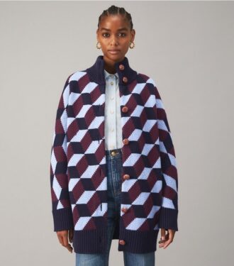 Chevron-sweaterfrakke