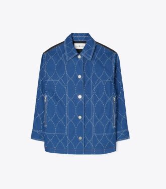 Denimjakke med synlige sømme