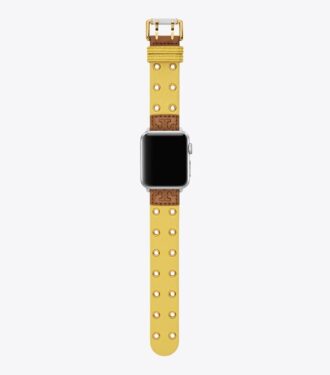 Dobbeltnittebånd til Apple Watch®, gult læder