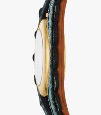 Evil Eye Bangle Watch, Luggage Leather/Green, 27 mm Evil Eye Bangle Watch, Luggage Leather/Green, 27 mm