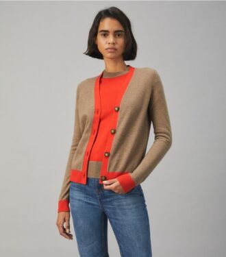 Farveblokket kashmircardigan Farveblokket kashmircardigan