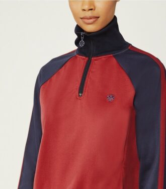 Farveblokket pullover med halv lynlås Farveblokket pullover med halv lynlås