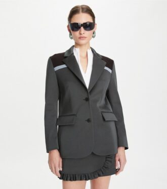 Farveblokket stretchblazer Farveblokket stretchblazer