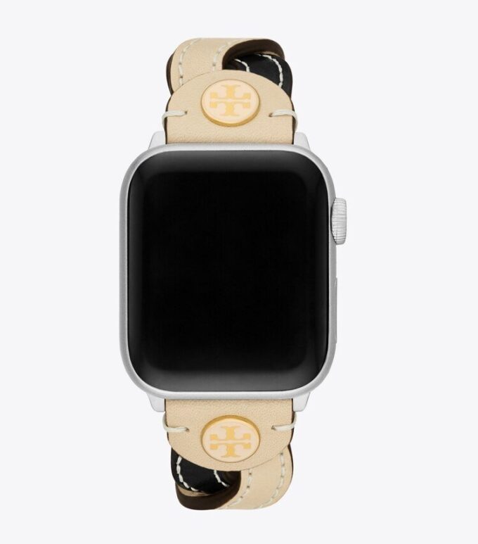 Flettet rem til Apple Watch®, creme/sort læder, 38 mm – 40 mm Flettet rem til Apple Watch®, creme/sort læder, 38 mm – 40 mm