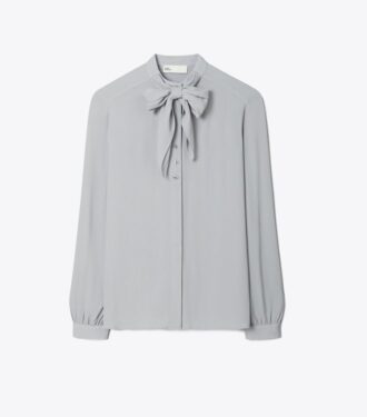 Georgette-bluse med sløjfe