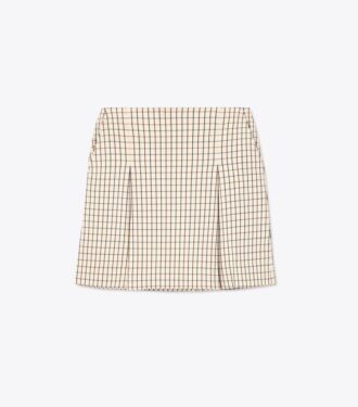 Golfnederdel i twill med plisseret front