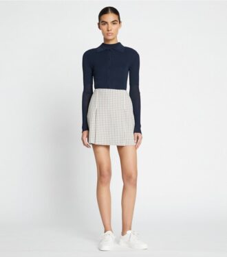 Golfnederdel i twill med plisseret front
