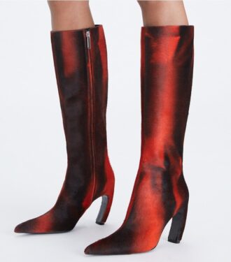 Høje støvler med printet kalveskind