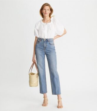 Højtaljede, lige jeans
