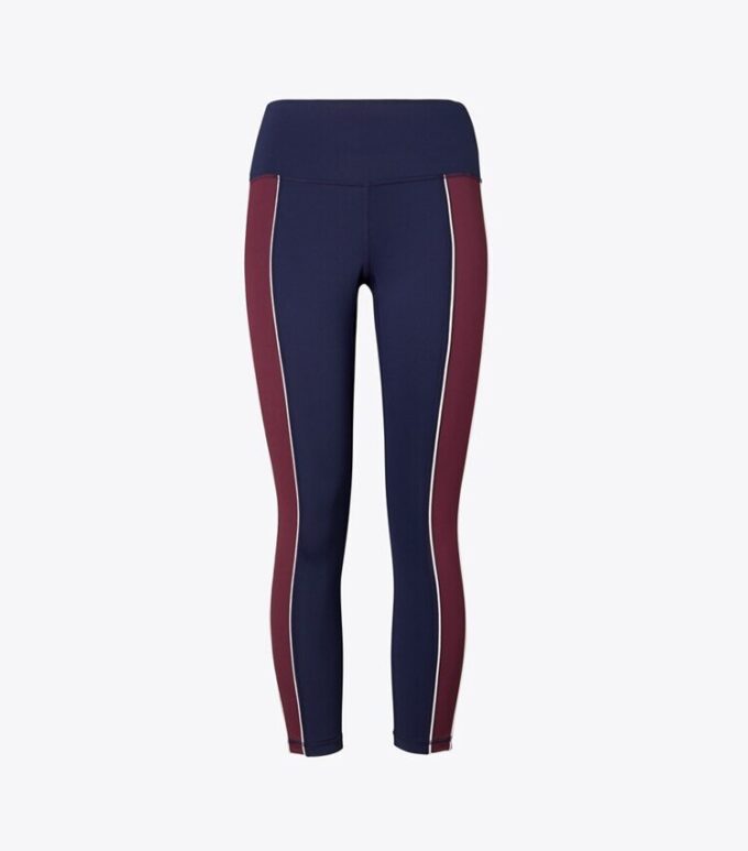Højtaljede, vægtløse leggings med piping og 7/8 benlængde