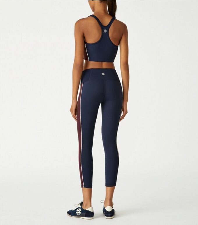 Højtaljede, vægtløse leggings med piping og 7/8 benlængde