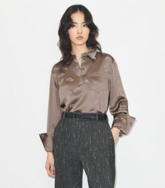 Jacquard-skjorte med manchetter