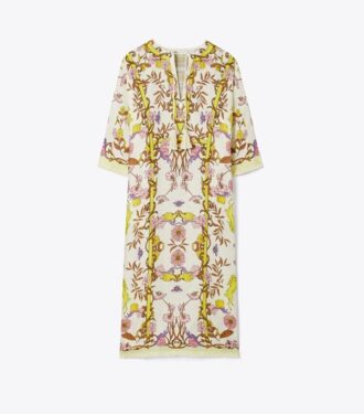 Kaftan i trykt linnedgaze