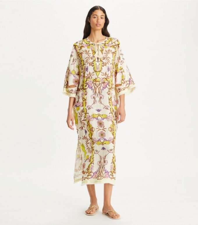 Kaftan i trykt linnedgaze Kaftan i trykt linnedgaze
