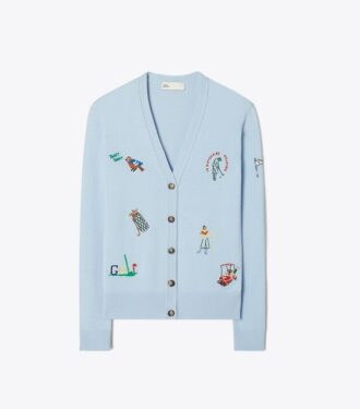 Kashmir-broderet golfcardigan