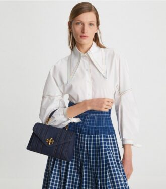 Kira quiltet denim lille skuldertaske