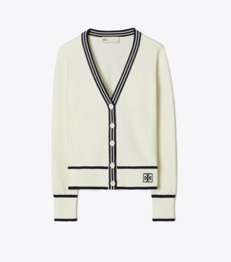 Kort ribstrikket uldcardigan