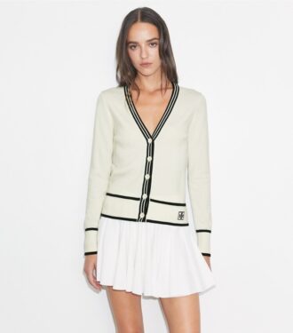 Kort ribstrikket uldcardigan