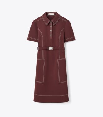 Kortærmet golfkjole med pick stitch