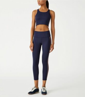 Højtaljede, vægtløse leggings med piping og 7/8 benlængde