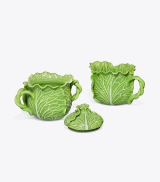 Lettuce Ware sukkerdåse med låg og flødekande
