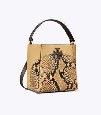 Lille McGraw-bucketbag med slangeprægning