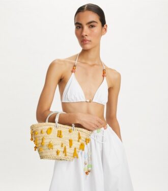 Lille raffia-broderet taske