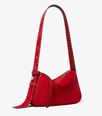 Lille Romy ruskindsskuldertaske med pick stitch