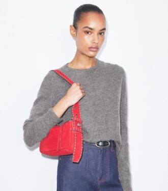 Lille Romy ruskindsskuldertaske med pick stitch
