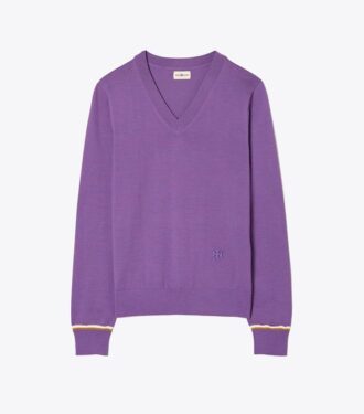 Merino-sweater med V-hals
