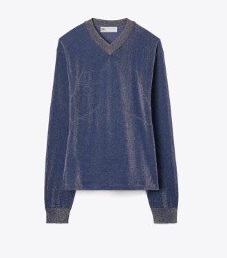 Metallisk V-hals sweater