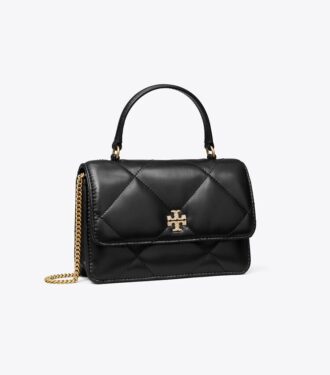 Mini Kira Diamond Quilt Pavé Logo Top-Handle Crossbody