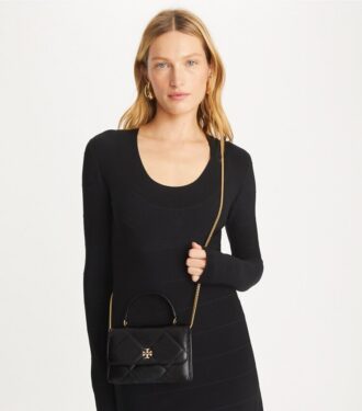 Mini Kira Diamond Quilt Pavé Logo Top-Handle Crossbody