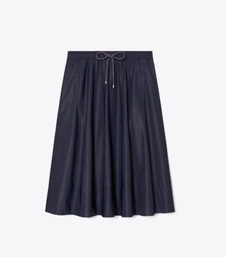 Nylon midi-nederdel med snøre