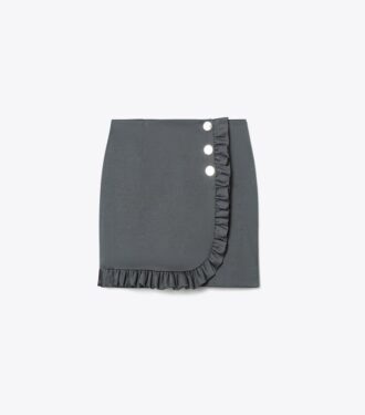 Nylon nederdel med flæser