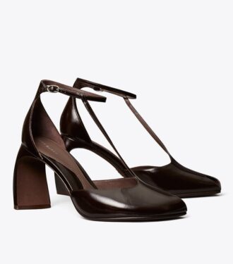 Peep-Toe T-Strap Sandal med hæl