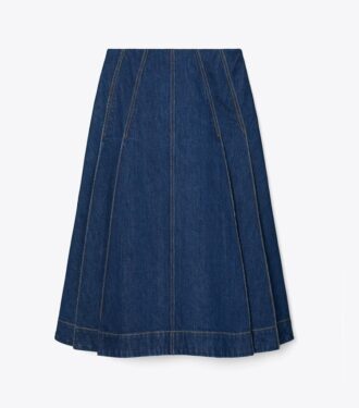 Plisseret denimskørt