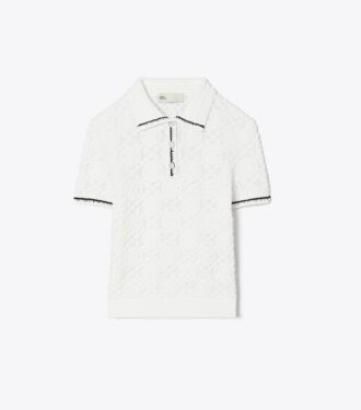 Polo med bomuldslogo og blonder
