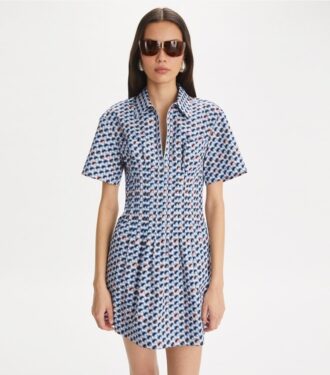 Printet bomulds-poplin-kjole