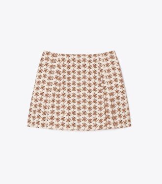 Printet poplin-skort