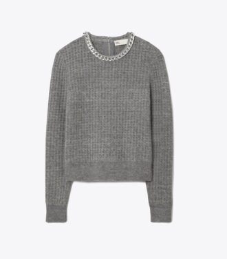 Pullover med kæde og rund hals Pullover med kæde og rund hals