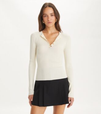 Ribbet viskose Henley