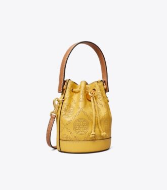 T Monogram Perforeret læder Mini Bucket Bag