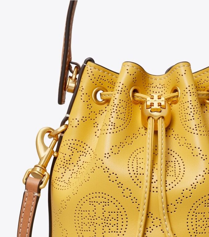 T Monogram Perforeret læder Mini Bucket Bag