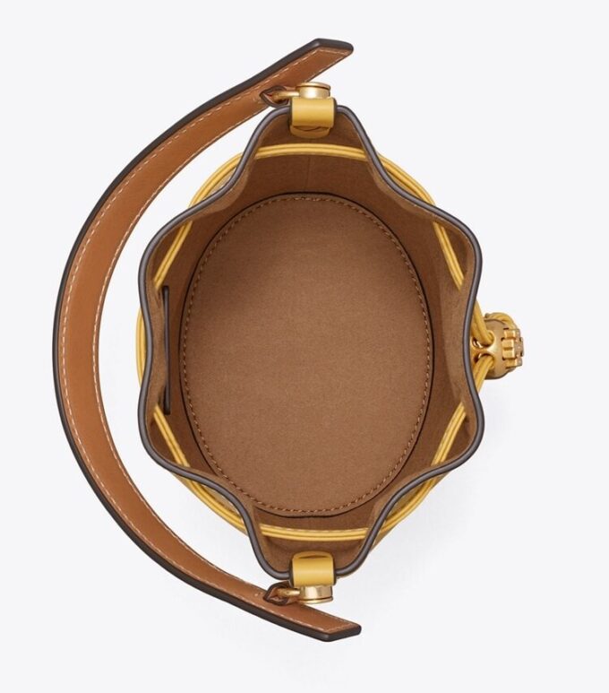 T Monogram Perforeret læder Mini Bucket Bag