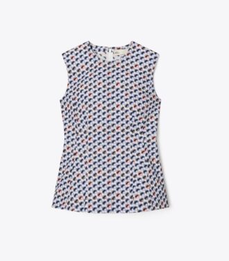 Top i bomulds-poplin med print