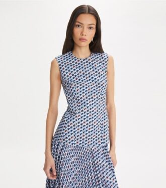 Top i bomulds-poplin med print