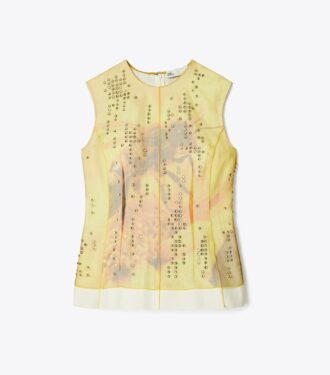 Top i organza med print